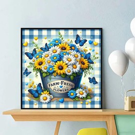 CXYQLC DIY 5D Diamond Painting Kits for Adults Diamond Art Sunflowers with Butterflies Diamond Painting Full Drill Crystal Rhinestone Embroidery Craft Kits for Home Wall Decor Gifts 11.8x11.8inch