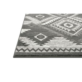 YHSF South West Native American Area Rug Ritz - Easy Clean, Thick, Soft, Durable Native Tribal American Indian Inspired Rug for Bedroom/Living Room and More (Dark Grey, 2 Feet x 3 Feet)