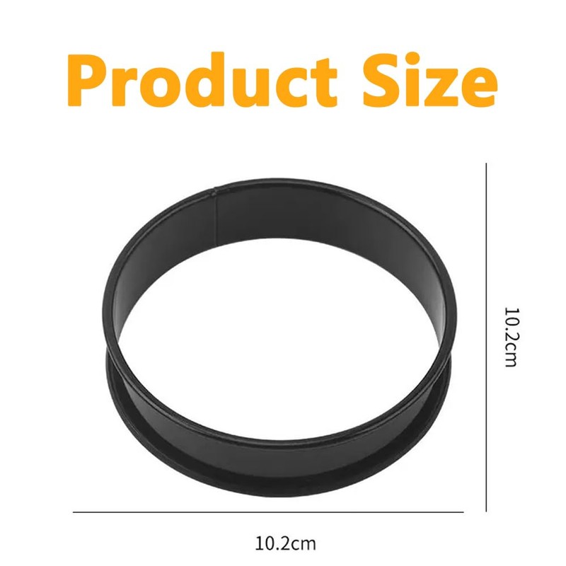 8-Pack Black Metal Egg Rings, Stackable Pancake Forms Set, Non-Stick