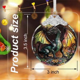 Dragon Stained Glass Ornament, Christmas Ornaments Dragon Gifts for Girls Boys Women Men, Hanging Ornament for Christmas Tree Decorations, Holiday Keepsake Present Exchange Ideas -01