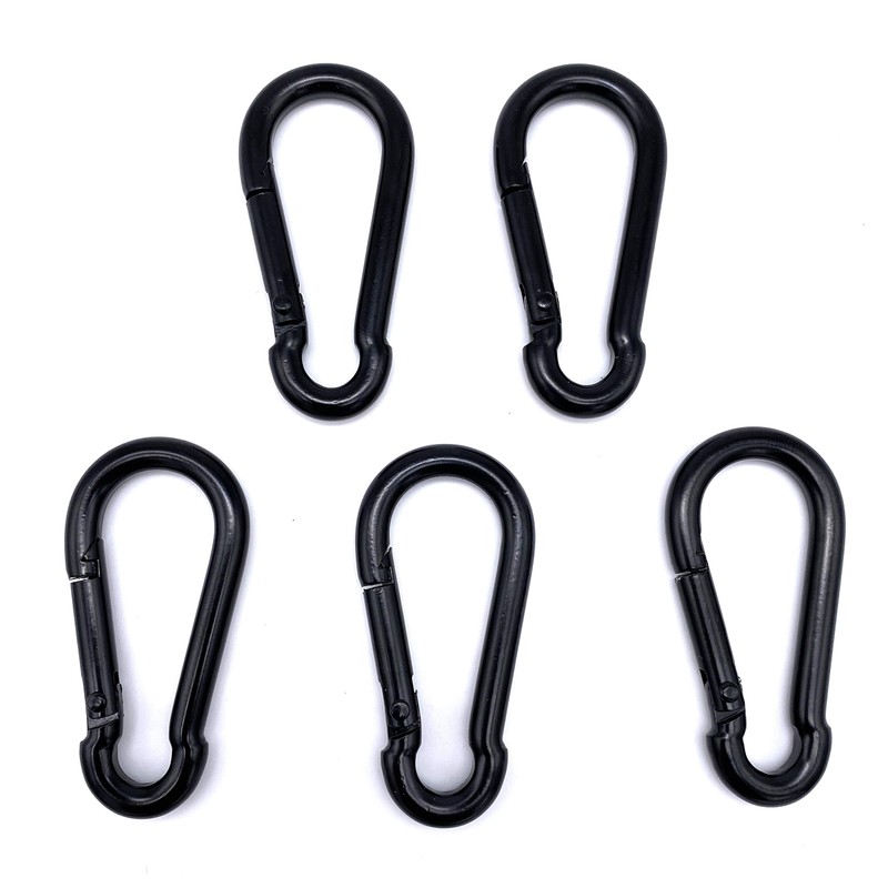 Pack of 5 Fire brigade snap hooks, painted black, load