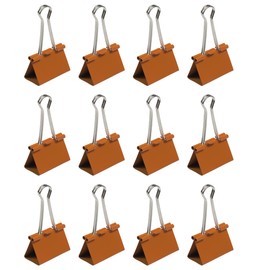 JAM PAPER Colorful Binder Clips - Large - 1 1/2 Inch (41 mm) - Orange Binderclips - 12/Pack