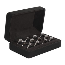 Ring Storage Boxes for Multiple Rings, Compact and Stylish Travel Jewelry case, Portable Small jewelry Organizer Box Tray Gift for Women, Girl(Black)