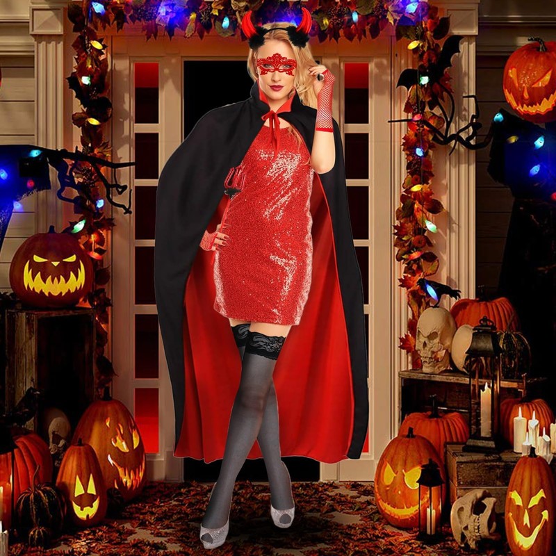 Devil Costume Women's Carnival Vampire Costume Set, Red Devil Cape