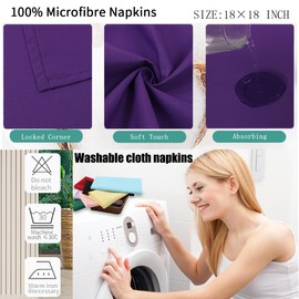 Purple Cloth Napkins, Set of 8,Washable,Iron Free (Violet)