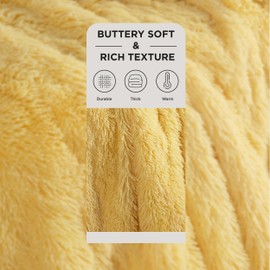 Bedsure Fluffy Yellow Blankets Queen Size for Bed, Thick Sherpa Faux Fur Fleece Fuzzy Plush Winter Warm Heavy Soft Full Queen Blankets, Bedroom Decor Yellow Gifts Cozy Gifts for Women Men, 90x90