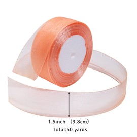 Loomesh Orange Ribbon for Gift Wrapping 1-1/2 inch Sheer Organza Ribbon for Flower Bouquet Tulle Chiffon Ribbons for Wedding Invitations Christmas Decorations Crafts 50 Yards