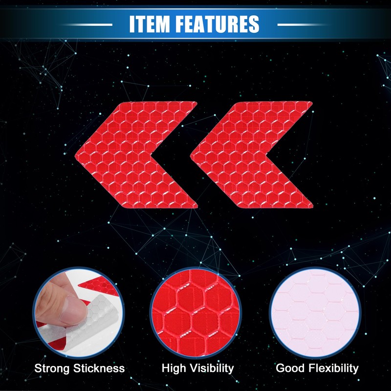 VekAuto 10 Pcs Reflective Stickers, Arrow Shape Universal for Cars