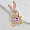 CYPINA Adorable Pink Enamel CZ Bunny Rabbit Brooch Pin with