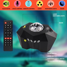VSM Dream Aurora/Northern Light/Star Projector Light, Real Moon Like Projection, 5 in 1, Timer, Bluetooth Speaker, Brightness, Speed, Volume and Remote Control (Black)
