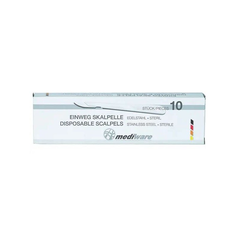 Mediware Disposable Scalpel Figure 10 with Protective Cap, Individually Sterile