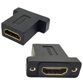 tunghey 2Pack HDMI Coupler Adapter Connector, Golden Plated HDMI Female to Female Inline Straight Coupler with Screw Panel
