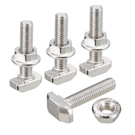 QUARKZMAN M6 x 30 mm T-Nut and M6 Hex Flange Nut Set, 20 Sets Hammer Head T-bolt T-shaped Pin Sliding Screw for 30 Series Aluminium Profile