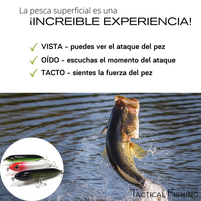 TACTICAL FISHING Kit con 3 Señuelos de Pesca Superficial Tipo