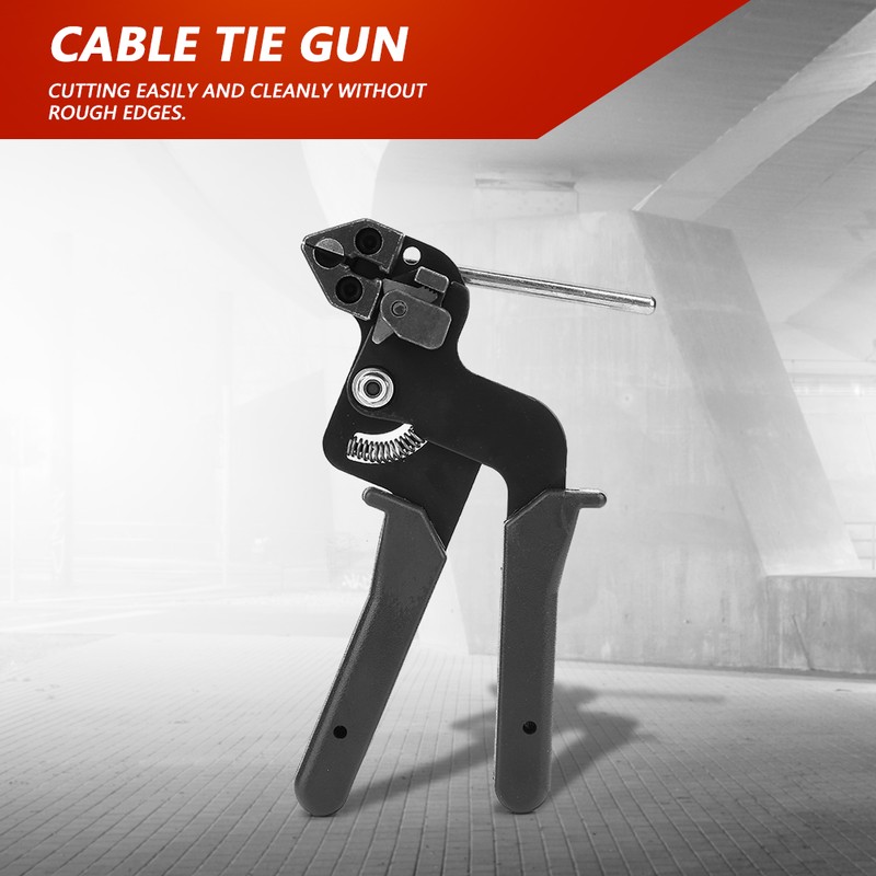 Black Cable Tie Gun Stainless Steel Ties Automatic Tensioner Cutter