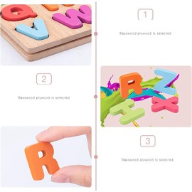 Wooden Puzzle Children's Puzzle Wooden Grabbing Puzzle 3 Pieces Puzzle - Numbers Letters Graphics from 3+ Years Children Toy for Early Learning Education Games