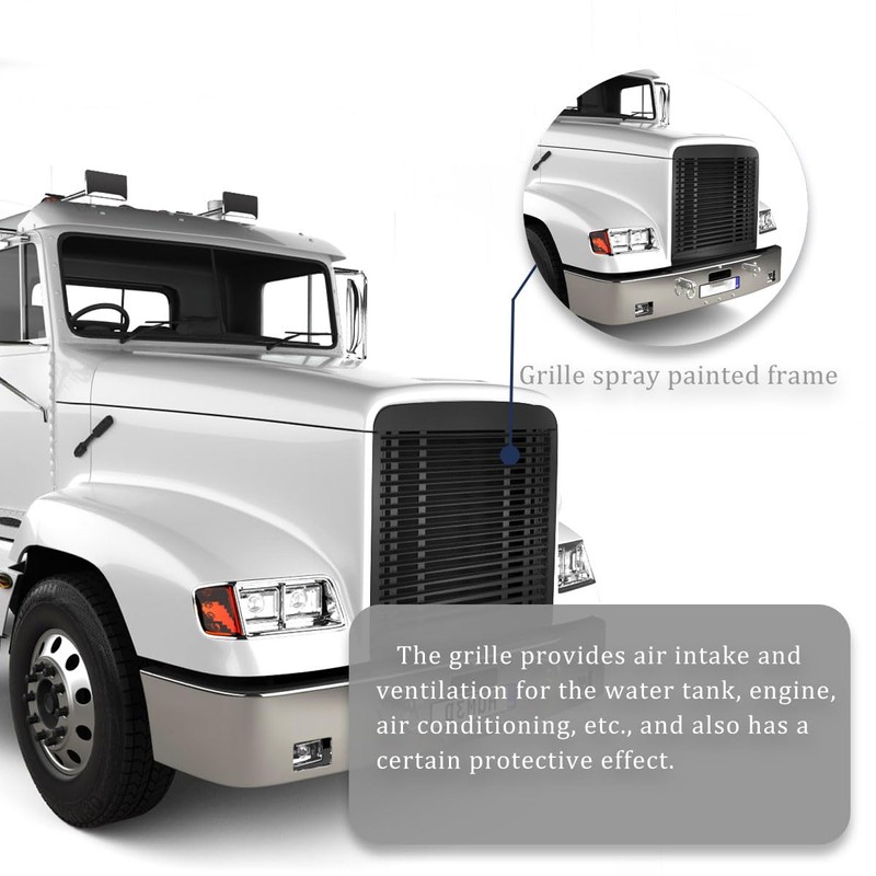Front Black Grille Without Bug Screen Compatible With 1990-2020 Freightliner