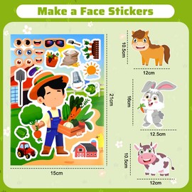 YBCCBY 48 PCS Make-a-face Sticker Sheets, Farm Animal Stickers, Sticker Faces for Kids, DIY Make a Face Stickers, Animal Mix and Match Animals Sticker Sheets, Kids Party Favor Supplies Craft