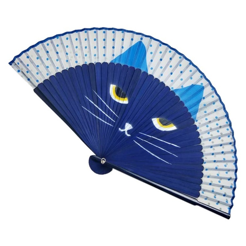 Women's Folding Fan, Cute, Cat Face, Stylish, Modern Cat Design,