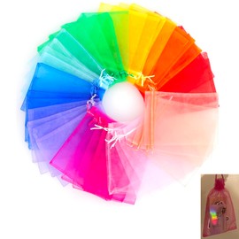 Bluweet 50 Stück Organzasäckchen mit Kordelzug, 10x15cm Schmuckbeutel Farbe Organza Taschen mit Kordelzug Geschenksäckchen für Hochzeit Taufe Party Weihnachten