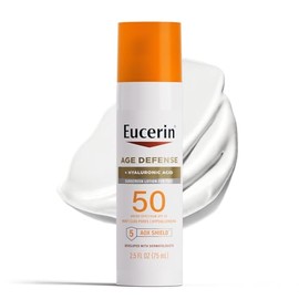 Eucerin Sun Age Defense SPF 50 Face Sunscreen Lotion with Hyaluronic Acid, Hypoallergenic, Non-Comedogenic Sunscreen SPF 50 Free of Fragrance, Oxybenz