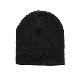 MG Plain Short Beanie Skull Cap Ski Skate Hat 8", Black