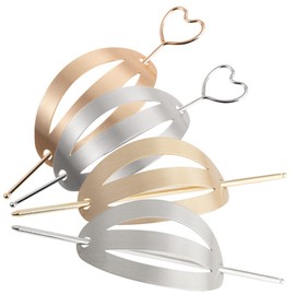 Baluue Elegant Heart Decorative Hair Stick Metal Bun Holder Clip for Women Long Hair Hair Accessories