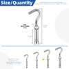 Glarks 6pcs M10 Expansion Hook Set, 304 Stainless Steel Open
