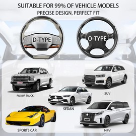 FOAN Steering Wheel Covers, 3PCs Carbon Fiber Anti-Skid Clip on Car Steering Wheel Cover Protector Universal for Most Car, Red