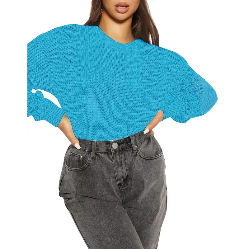 Urban CoCo Women's Solid Long Sleeve Crew Neck Knitted Pullover