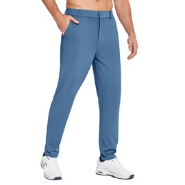 PINSPARK Golf Pants Men 4 Way Stretch Pants UPF 50+ Tapered Joggers Pants for Men with Zipper Pockets Casual Dress Pants Royal Navy
