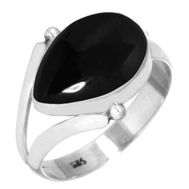 Jeweloporium 925 Silver Ring for Women Size T 1/2 Real Black Onyx Gemstone Costume Silver Ring Thanksgiving Gift Vintage Jewelry