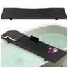Stylish Black Bamboo Bathtub Tray Caddy with Adjustable Legs, Minimalistic