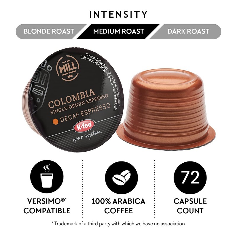 Mill Coffee Colombia Decaf Espresso K-fee® & Verismo* Compatible |