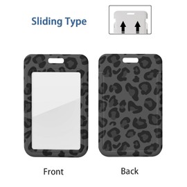 ID Badge Holder with Retractable Badge Reel Clip, Detachable Lanyards for ID Badges, Vertical ID Card Holder for Women, Men, Nurses, Doctors, Teachers, Office Gifts - Black Leopard Print Cheetah