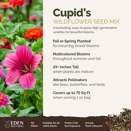 Eden Brothers Cupid's Flower Seed Mixed Seeds for Planting, 1 oz, 4,800,000+ Seeds with Malop Vulcan, Zinnia | Attracts Pollinators, Plant in Spring, Zones 2, 3, 4, 5, 6, 7, 8, 9, 10