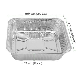 PINGEUI Pack of 30 20.5 x 20.5 x 4.5 cm Aluminium Foil Trays Tin Foil Containers with Transparent Lid, Foil Trays for Kitchen, Camping and Restaurants