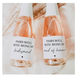 Bridesmaid Proposal Mini Champagne Labels, Bridesmaid Gift, Maid of Honour Gift. Bridesmaid Gift Ideas, Set of 9