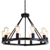 9MMML 10 Lights Wagon Wheel Chandelier, Black Round Globe Wrought