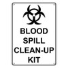 Weatherproof Plastic Vertical Blood Spill Clean-Up Kit Sign with English