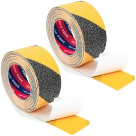 BFhongly 2 Rolls of Non-Slip Tape, Non-Slip Tape, Strong 50 mm x 10 m, Non-Slip Pads for Indoor and Outdoor Use, Non-Slip Stairs, Non-Slip Mat, Black/Yellow, 2 Rolls