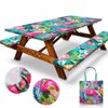 RNOONY 6ft Polyester Picnic Table Cover with Bench Covers Windproof