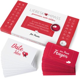 Love Compass Loose Box for Couples with 52 Dates and Questions, for Special Moments, Gift Idea for Men and Women for Birthday, Valentine's Day, Wedding Anniversary