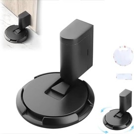 Tope de Puerta Magnetico,Tope de Puerta Mecánico Silencioso sin Perforaciones,Tope de Puerta Ajustable, para el Hogar, la Oficina, el Dormitorio (Negro)