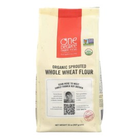 UD_One Degree Organic Foods Case of 6-32 oz Sprouted Whole Wheat Gluten-Free Flour Dry Bulk Powder in Bag Raw Processing