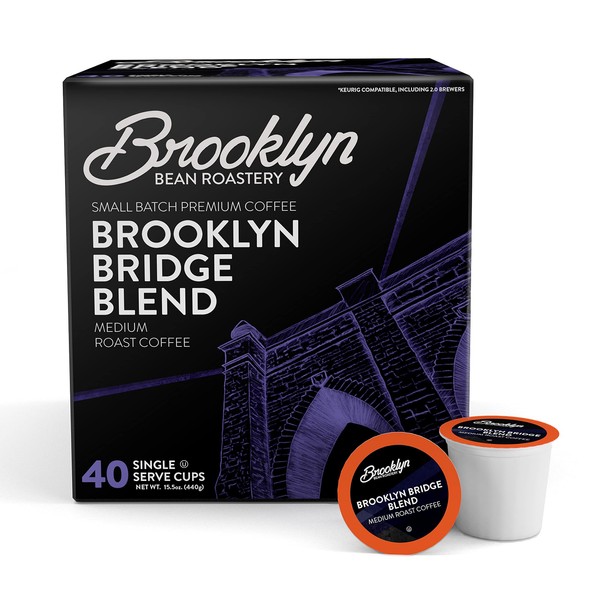 Brooklyn Beans Brooklyn Bridge Blend Coffee Pods, Compatible with 2.0 K-Cup Brewers, 40 Count