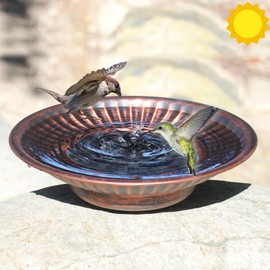 AIHAOKAN 12.3" Solar Fountain Bird Bath for Outside, Metal Solar Bird Bath Fountains, Bird Bath Bubbler for Garden Patio Decor (Copper)