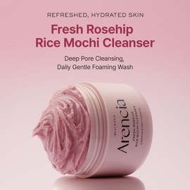 ARENCIA Limpiador Facial de Arroz y Rosa Mosqueta - Exfoliante Suave Hidratante Limpieza Profunda Tipo Mochi para Todo Tipo de Piel 120 g