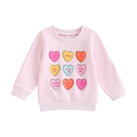 Dcohmch Toddler Girl Valentine's Day Outfit Pullovers Heart Letter Print Shirt Sweatshirt Valentine Baby Girls Clothes (Light Pink, 2-3 Years)