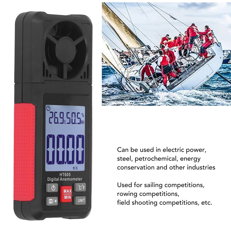 Digital Anemometer 5 Blades Small Resistance Fast Accurate Measurement Air